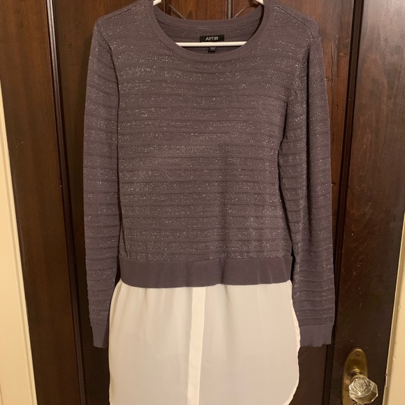 Apt. 9 Sweaters - Sweater with faux blouse hanging out